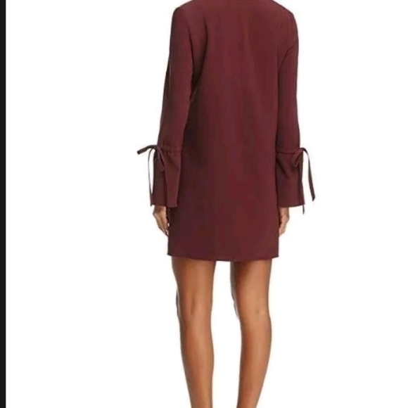 NWT Dylan Gray Flare‑Cuff V‑Neck Shift Mini Dress Burgundy Size Small - Picture 2 of 7